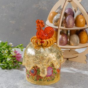 КУЛИЧ «ЗОЛОТОЙ ПЕТУШОК» с сусальным золотом, 650 г
